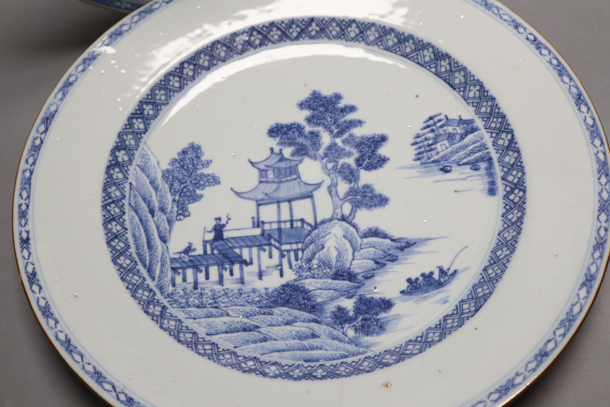 Two Chinese blue and white plates, diameter 29cm